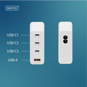 DIGITUS Chargeur secteur USB GaN, 3x USB-C / 1x USB-A, 140 W