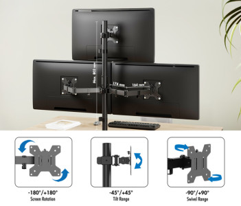 LogiLink Dreifach-Monitorhalterung, Armlänge: 376 mm