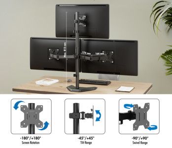 LogiLink Dreifach-Monitorhalterung, Standfuß, schwarz