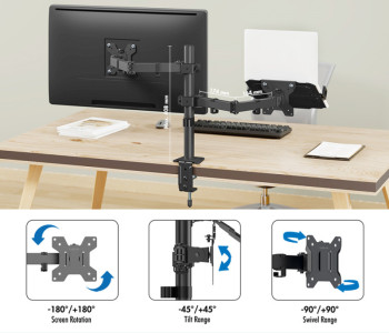 LogiLink Monitorhalterung mit Notebookhalterung, schwarz