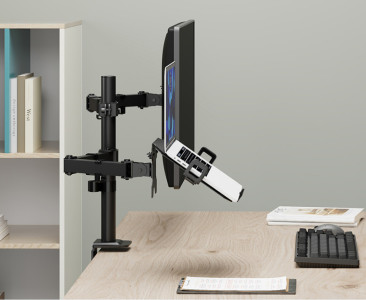 LogiLink Monitorhalterung mit Notebookhalterung, schwarz