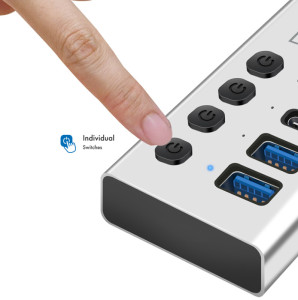 LogiLink USB 3.2 Hub, 4-Port, mit Ein-/Ausschalter, silber