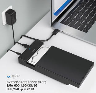 LogiLink USB 3.2 Festplattengehäuse, HDD/SSD, 5 Gbps