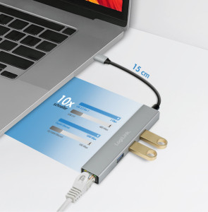 LogiLink USB 3.2 Gen1 Hub, 4 Port, Aluminiumgehäuse