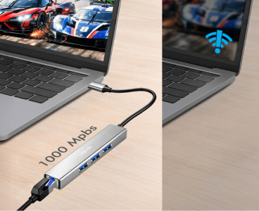 LogiLink USB 3.2 Gen1 Hub, 4 Port, Aluminiumgehäuse