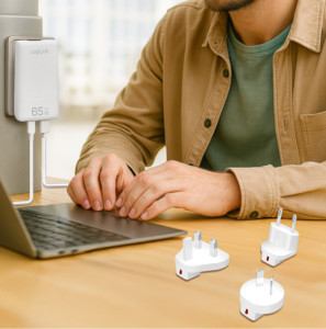 LogiLink Dual-USB GaN-Reiseladegerät, 65 Watt, extra schmal