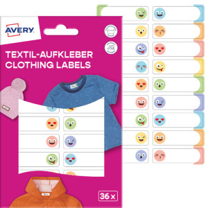 AVERY Étiquette pour textile, 13x45 mm, visage, multicolore