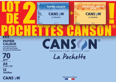 CANSON Papier calque & papier millimétré, lot de 2