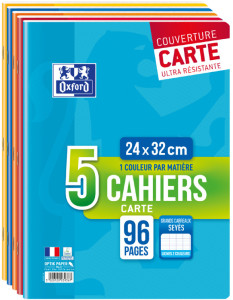 Oxford Cahier piqûre, A4, Seyès, 96 pages, lot de 5