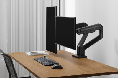 DIGITUS Support pour 2 écrans, charge max.: 2 x 20 kg, noir