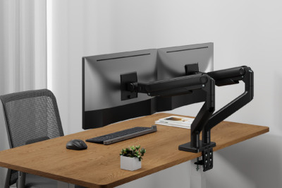DIGITUS Support pour 2 écrans, charge max.: 2 x 20 kg, noir