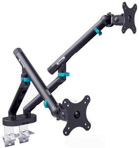 DIGITUS Doppel Design-Monitorarm, mit Klemme, weiß