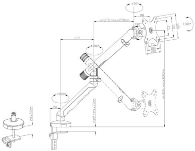 DIGITUS Design-Monitorarm, mit Klemme, weiß