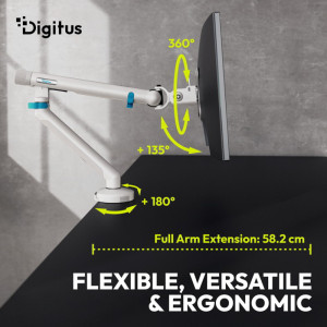 DIGITUS Design-Monitorarm, mit Klemme, weiß