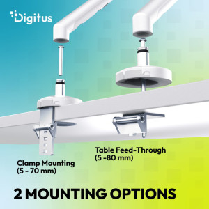 DIGITUS Design-Monitorarm, mit Klemme, weiß