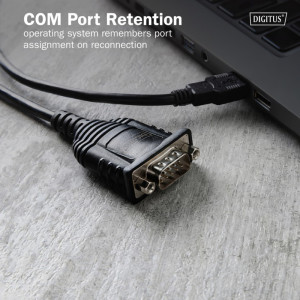 DIGITUS Câble adaptateur, USB-A - RS232, 1,8 m, noir