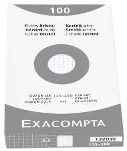 EXACOMPTA Fiche bristol, 125 x 200 mm, quadrillé, coloré