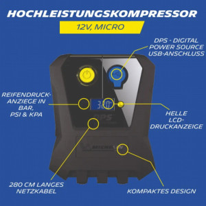 MICHELIN Micro Kompressor, 12V, schwarz