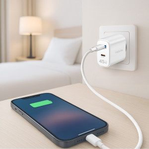 LogiLink Chargeur USB, 1x USB-C (PD), 1x USB-A (QC), 45 W