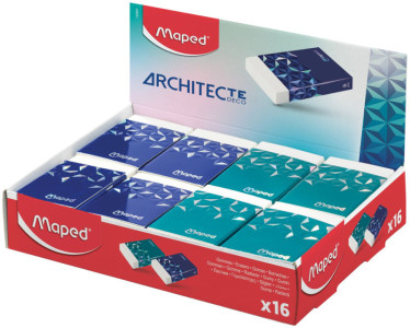 Maped Gomme en plastique ARCHITECTE, présentoir de 16