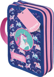 Maped Étui scolaire double Dinosaure, polyester, garni, vert
