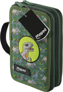 Maped Étui scolaire double Dinosaure, polyester, garni, vert