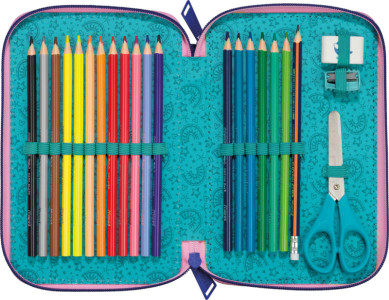 Maped Étui scolaire double Dinosaure, polyester, garni, vert