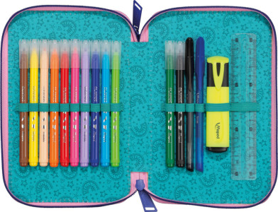 Maped Étui scolaire double Dinosaure, polyester, garni, vert
