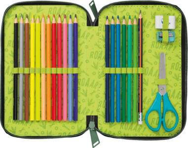 Maped Étui scolaire double Dinosaure, polyester, garni, vert