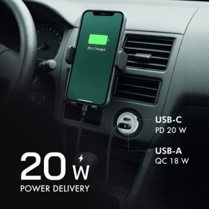 LogiLink USB-KFZ-Ladegerät, 2-fach, 20 Watt, silber