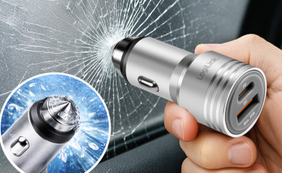 LogiLink USB-KFZ-Ladegerät, 2-fach, 20 Watt, silber