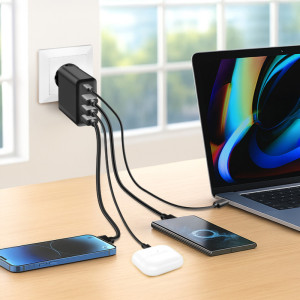 LogiLink USB-Steckdosenadapter, 3x USB-A (QC), 1x USB-C (PD)