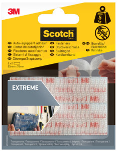 Scotch Adhésif auto-agrippant, transparent, 25 x 75 mm
