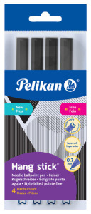 Pelikan Stylo à bille Hang Stick, 0,7 mm, sachet de 4