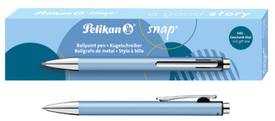 Pelikan Stylo à bille rétractable Snap Metallic, bleu glace