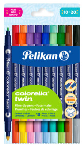 Pelikan Feutre double colorella twin, étui carton de 10