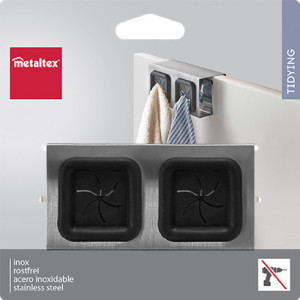 metaltex Accroche-torchon double, à suspendre, argent/noir