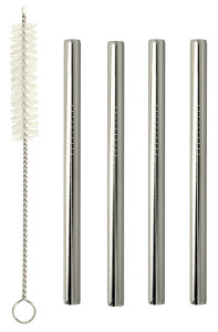 metaltex Paille courte/droite, inox, argent, set de 4