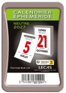 LECAS Bloc calendrier éphémeride, neutre, 60 x 90 mm, 2027