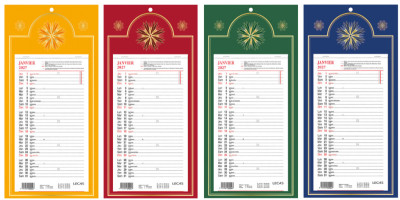LECAS Calendrier mural long, 160 x 330 mm, fond Skytos, 2027