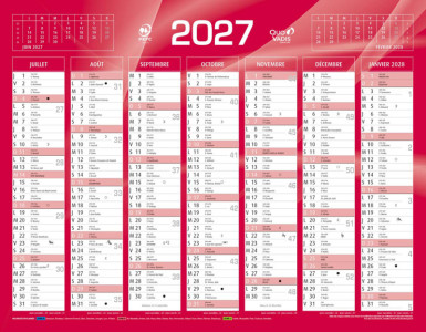 QUO VADIS Calendrier de banque rouge, 270 x 210 mm, 2027