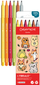 CARAN D'ACHE Feutre FIBRALO KAWAII Animals, set de 6