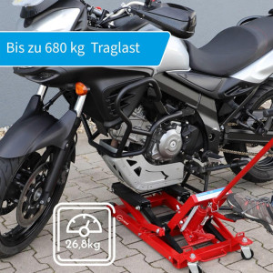 cartrend Cric pour moto, capacité de charge: 680 kg, rouge