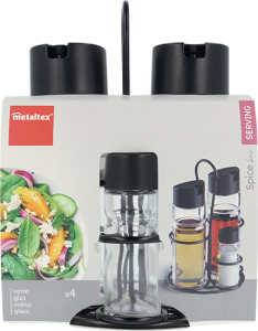 metaltex Ménagère Spice Line, 5 pièces, noir