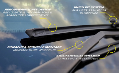 MICHELIN Kit d'essuie-glace de voiture Multi Fit MF6053