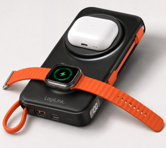 LogiLink Powerbank magnétique, 10.000 mAh, USB-A/USB-C