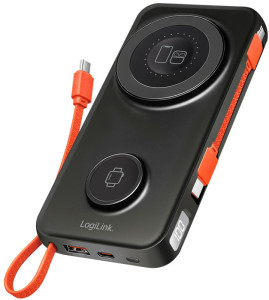 LogiLink Powerbank magnétique, 10.000 mAh, USB-A/USB-C