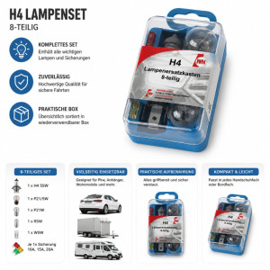 IWH KFZ-Lampenersatzkasten H4, 8-teilig