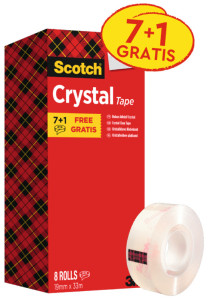Scotch Ruban adhésif Crystal, 19 mm x 33 m, 3+1 GRATUIT