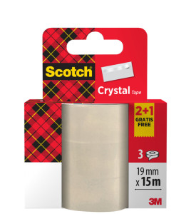 Scotch Ruban adhésif Crystal, 19 mm x 33 m, 3+1 GRATUIT